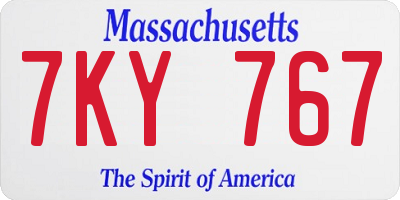 MA license plate 7KY767