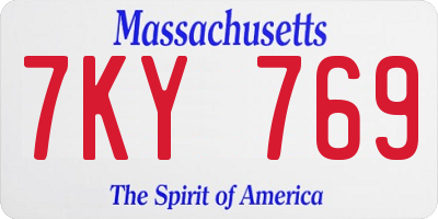 MA license plate 7KY769