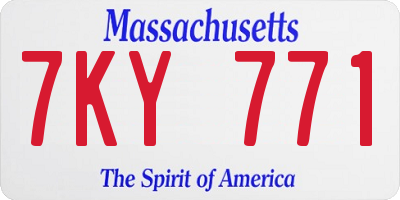 MA license plate 7KY771