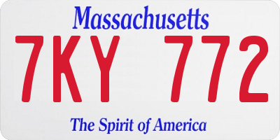MA license plate 7KY772