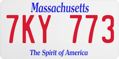 MA license plate 7KY773
