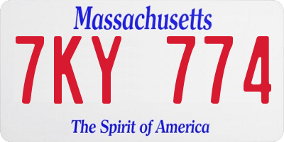 MA license plate 7KY774