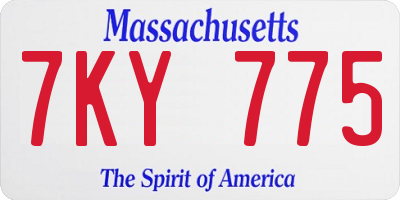 MA license plate 7KY775