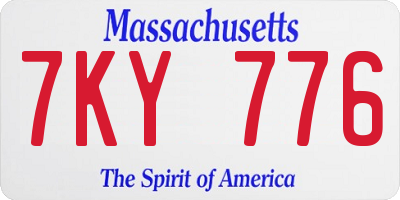 MA license plate 7KY776