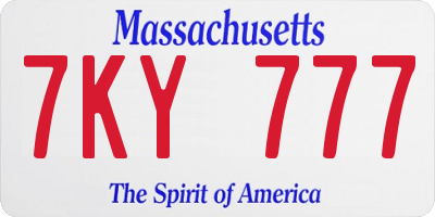 MA license plate 7KY777