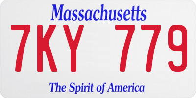 MA license plate 7KY779