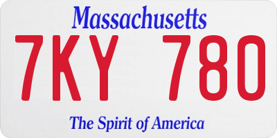 MA license plate 7KY780