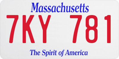 MA license plate 7KY781