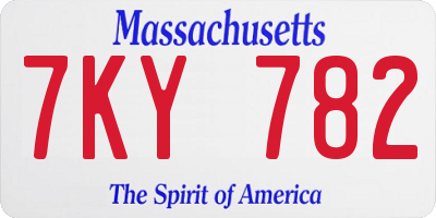 MA license plate 7KY782