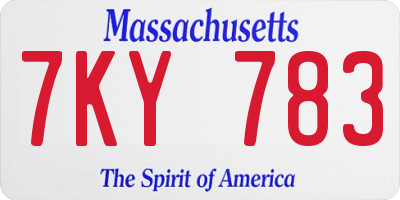 MA license plate 7KY783