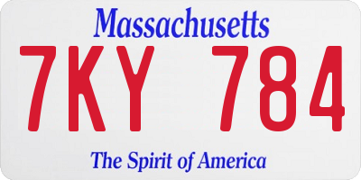 MA license plate 7KY784