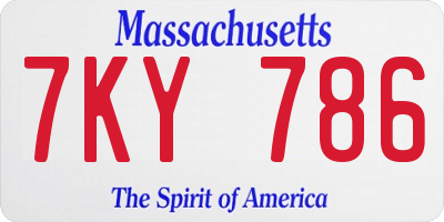 MA license plate 7KY786