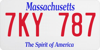 MA license plate 7KY787