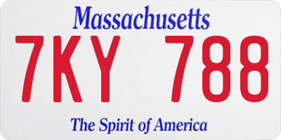 MA license plate 7KY788