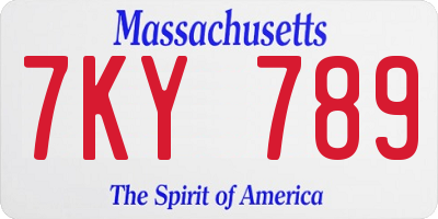 MA license plate 7KY789