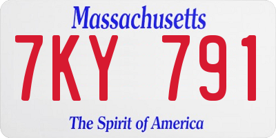 MA license plate 7KY791