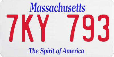 MA license plate 7KY793