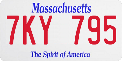 MA license plate 7KY795