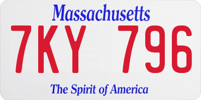 MA license plate 7KY796