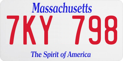 MA license plate 7KY798
