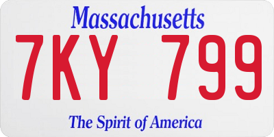 MA license plate 7KY799