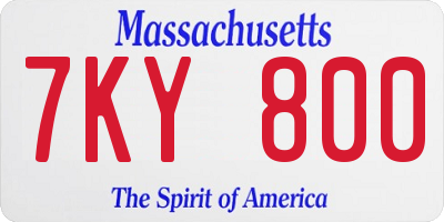 MA license plate 7KY800