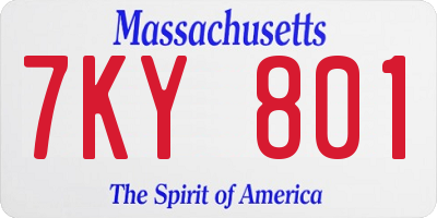 MA license plate 7KY801