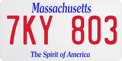 MA license plate 7KY803