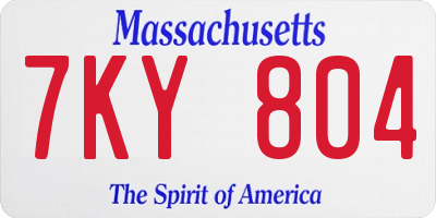 MA license plate 7KY804