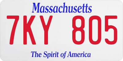 MA license plate 7KY805