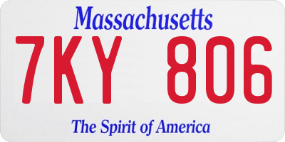 MA license plate 7KY806