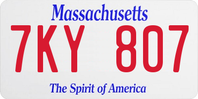 MA license plate 7KY807
