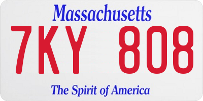 MA license plate 7KY808