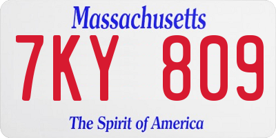 MA license plate 7KY809