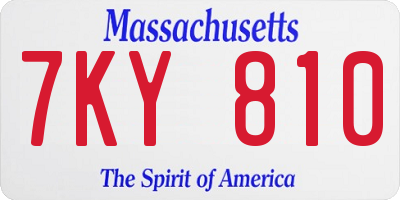 MA license plate 7KY810