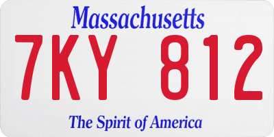 MA license plate 7KY812