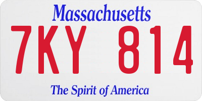 MA license plate 7KY814