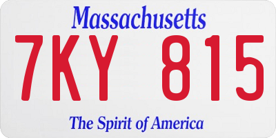 MA license plate 7KY815