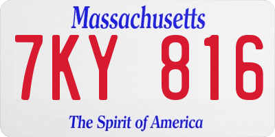 MA license plate 7KY816