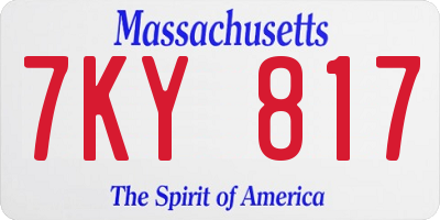 MA license plate 7KY817