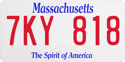 MA license plate 7KY818