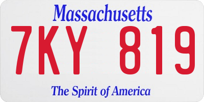 MA license plate 7KY819