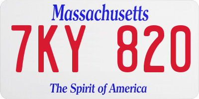 MA license plate 7KY820