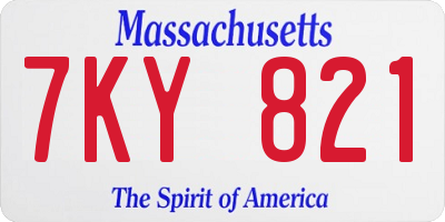 MA license plate 7KY821