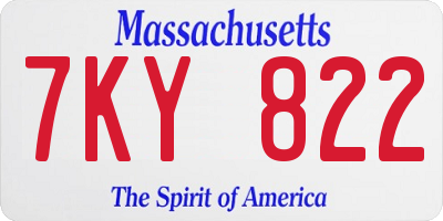 MA license plate 7KY822