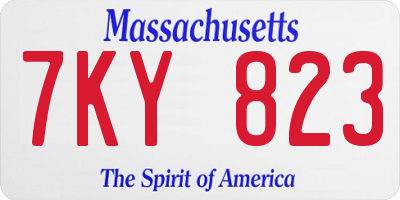 MA license plate 7KY823