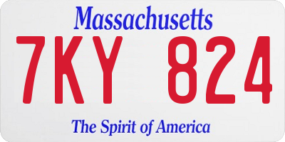 MA license plate 7KY824