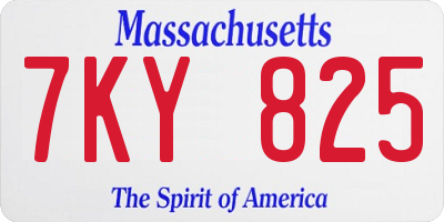 MA license plate 7KY825
