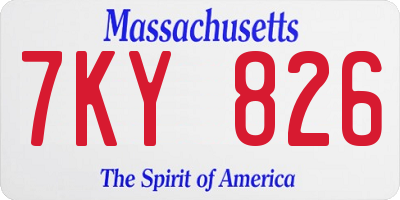 MA license plate 7KY826