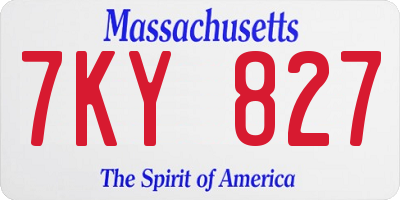 MA license plate 7KY827